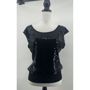 Velvet By Graham & Spencer Sequin Top Women's‎ Small Black Party Cocktail Fairy